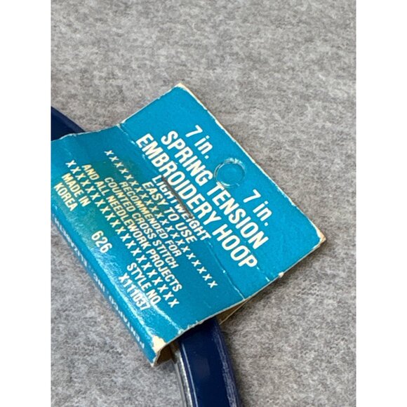 7" Spring Tension Embroidery Hoop with Metal Frame & Blue Plastic Handles - Picture 2 of 6